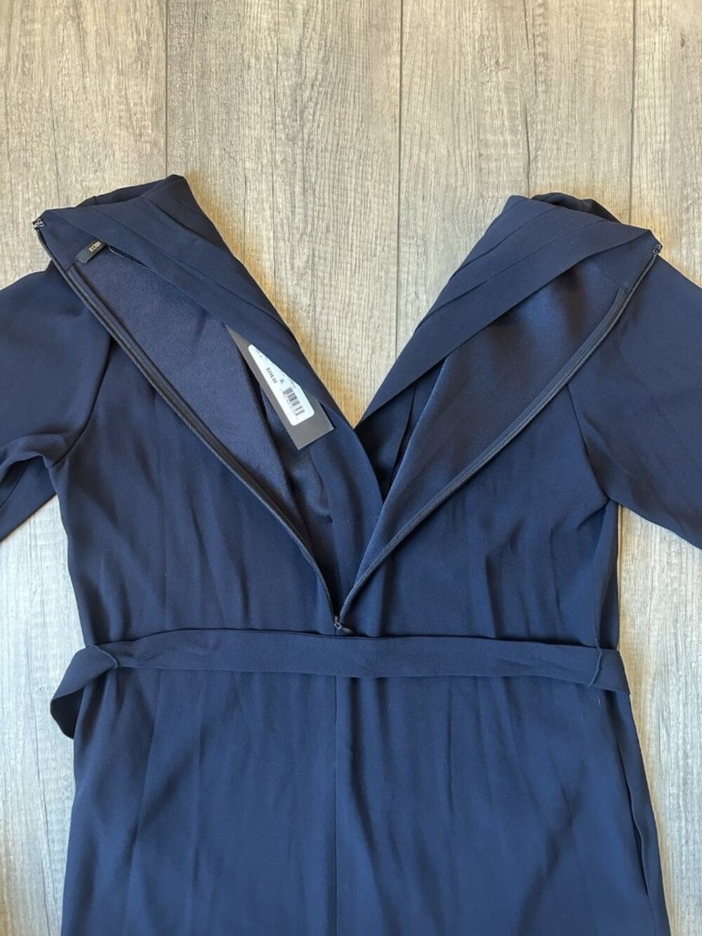 Kobi Halperin Charlee Dress M Navy Blue Long Sleeve Belted NWT $398 Pockets Zip - Picture 15 of 16